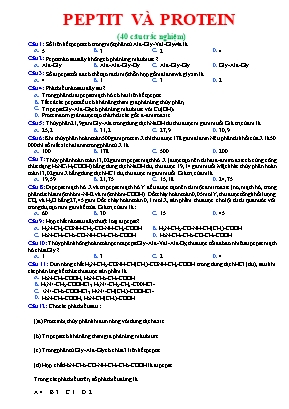 Bài tập trắc nghiệm Hóa học 12 - Bài 11 Peptit và protein (Có đáp án)
